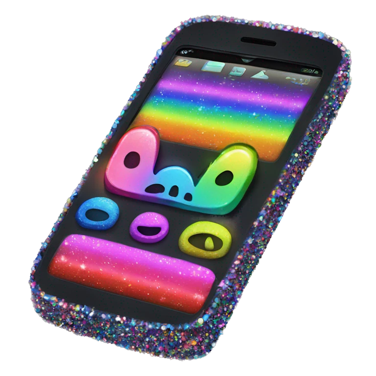 neon rainbow sparkle flip phone cute  emoji