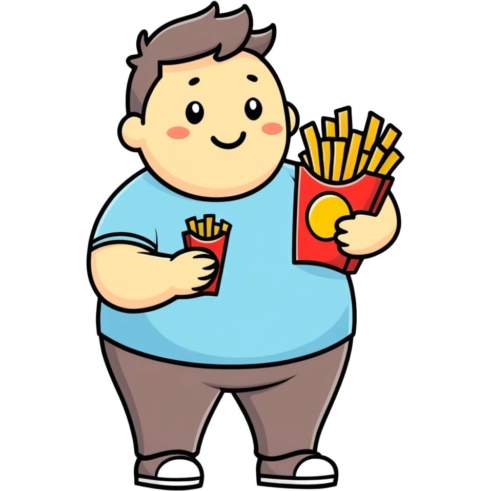 Chubby guy with fries emoji