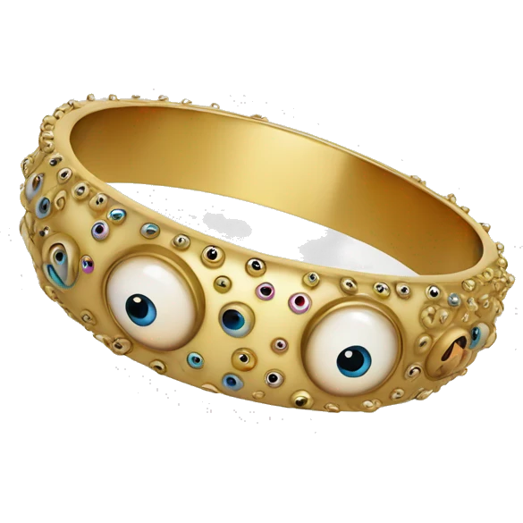 very thin gold bangle ring studded with eyeballs emoji