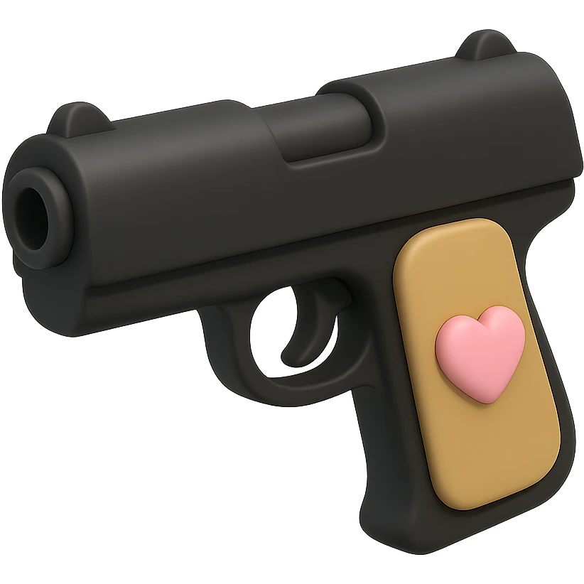 Pink heart pistol, remove background emoji