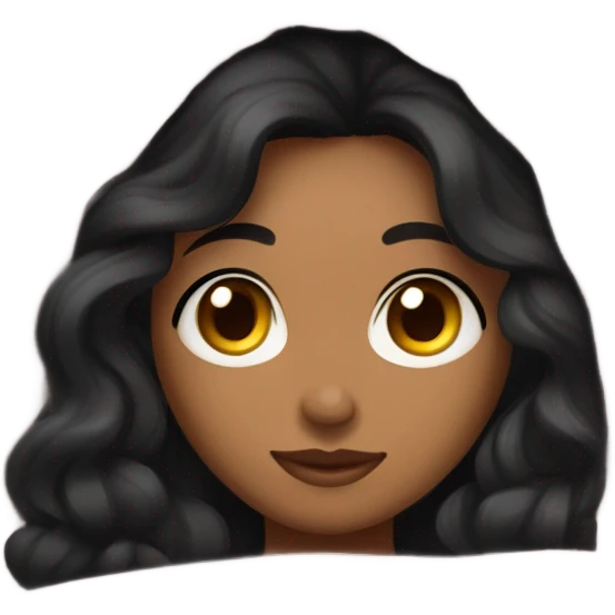 A girl tanned skin with wavy black hair and black eyes under the blanket emoji