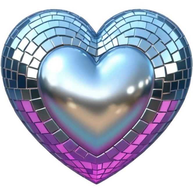 disco ball in shape of a heart emoji