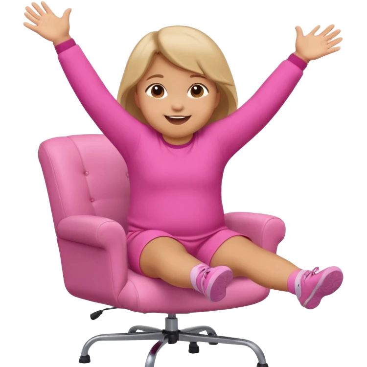 Little Girl fat but not too fat standing but falling off of a chair half in the air chair with pink clothes on standing on chair but fell off not touching chsir emoji