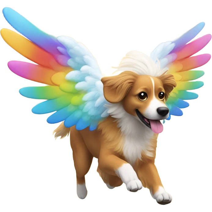 Rainbow dog with angel wings running emoji