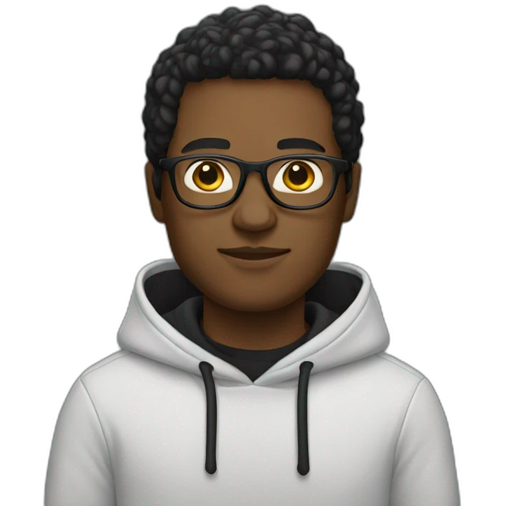 white man with glasses wearing black hoodie emoji