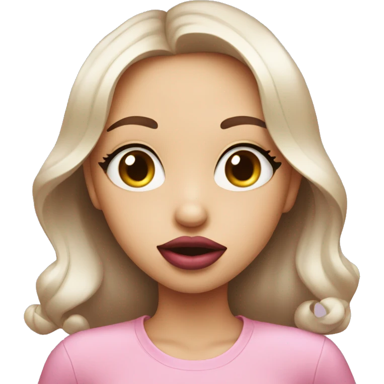 Girl with pink lips send a kiss with her hands  emoji