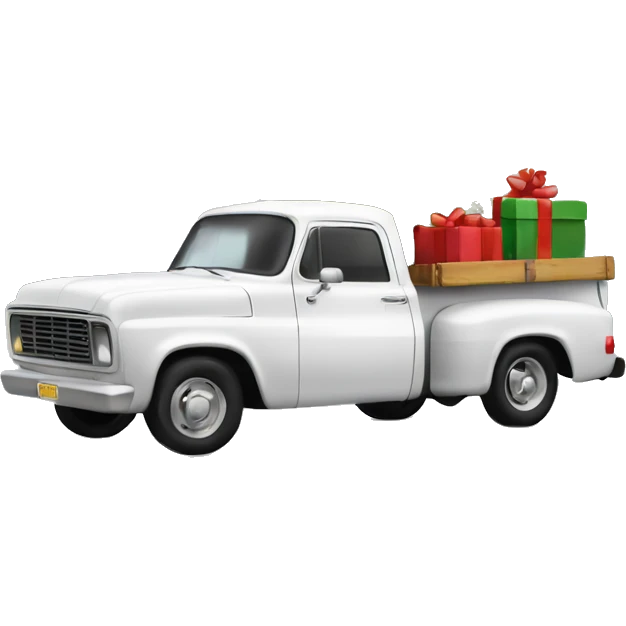 old white pick up truck with a christmas tree in the trunk emoji