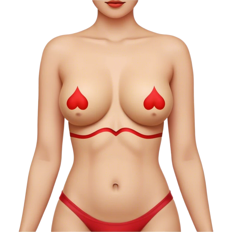 A minimalistic Apple-style emoji depicting a fit woman’s torso, cropped just below the chest and above the pelvis. The stomach is flat and toned, with small red wavy lines and zigzag symbols near the ovaries to illustrate menstrual cramps. The design should be simple and clean, matching Apple’s emoji aesthetics, with smooth shading, neutral skin tones, and a slight sense of discomfort suggested through the body’s posture. The lighting should be soft and even, making it blend naturally with existing Apple emojis. emoji