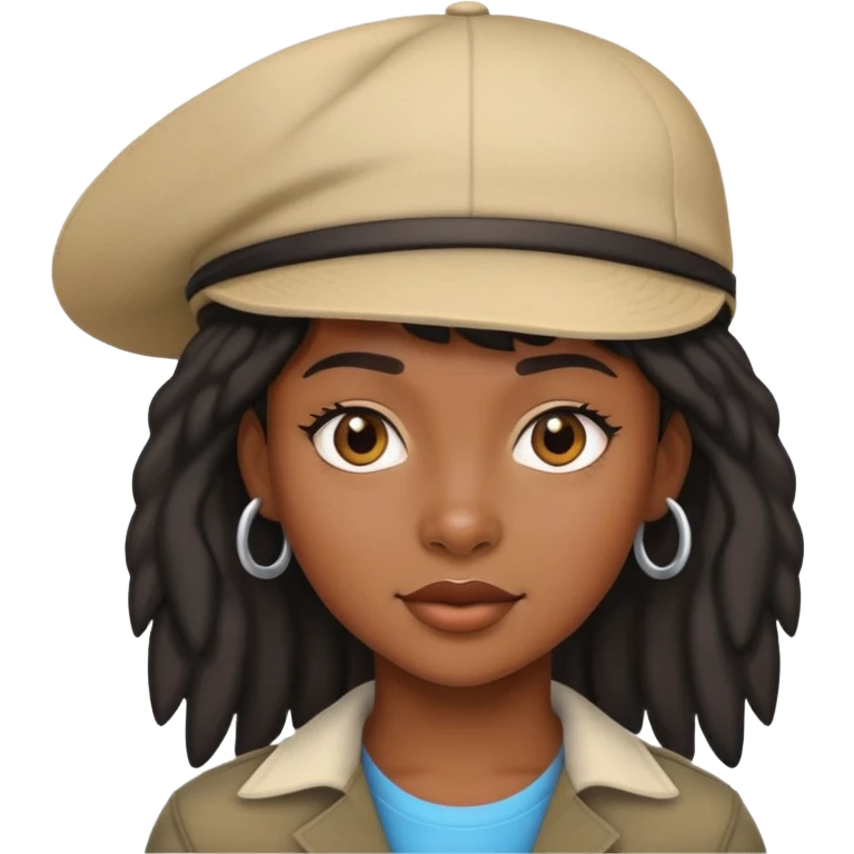 Black girl with mullet and a hat emoji
