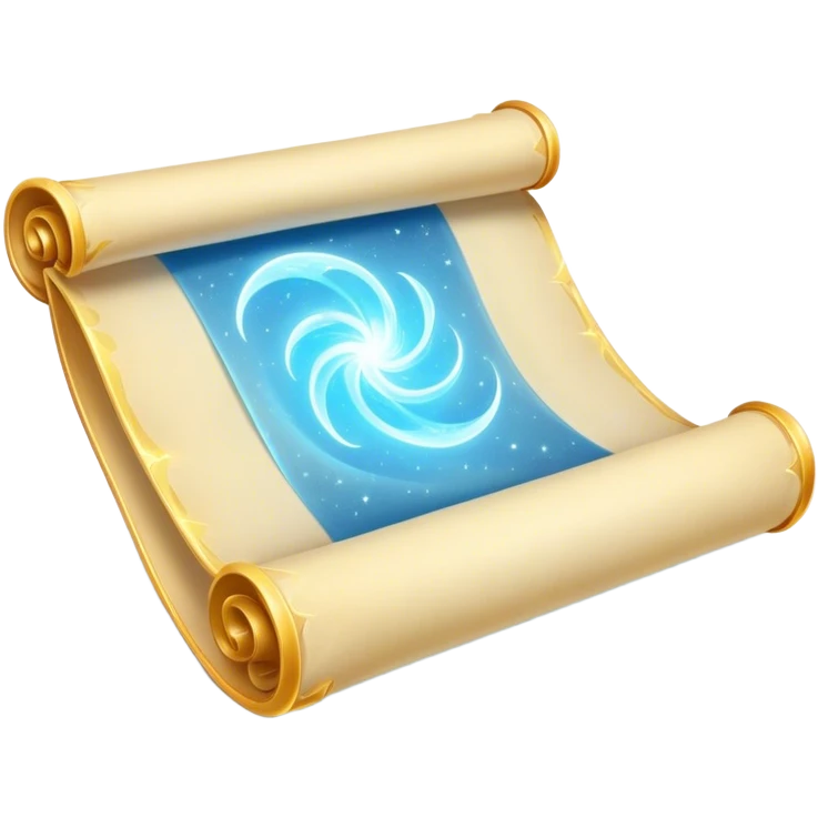 A magical scroll with glowing edges, partially unfurled
Sparkles or light effects around the edges
Color scheme: Parchment yellow with ethereal blue glow emoji
