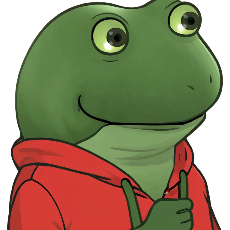 pepe the frog with a red hoodie emoji