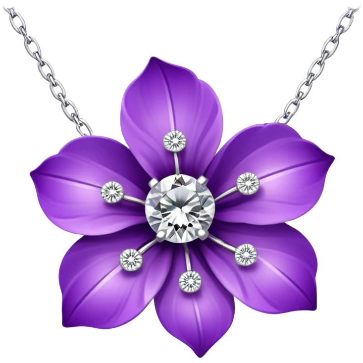 Purple flower with diamond petals necklace  emoji