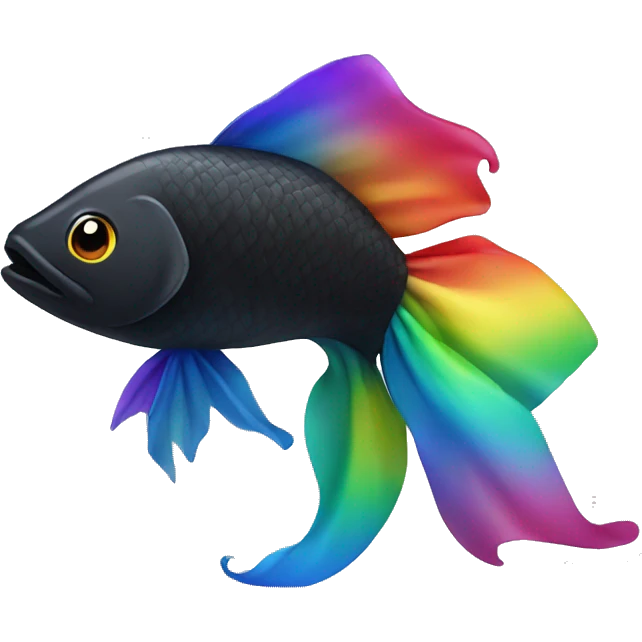 Black fish with rainbow tail emoji
