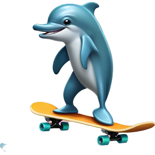 Dolphin riding a skateboard  emoji