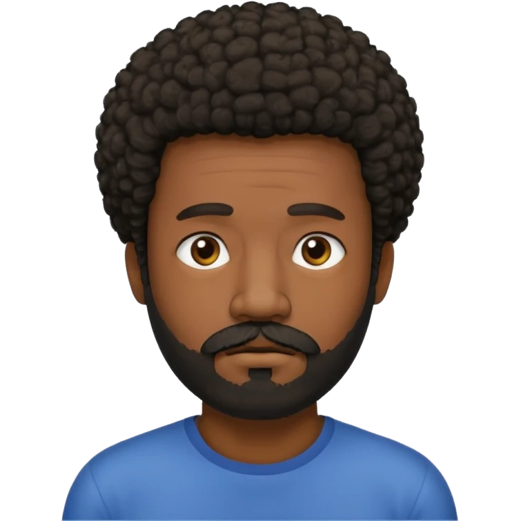 black man with beard, mustache, and short afro sad emoji