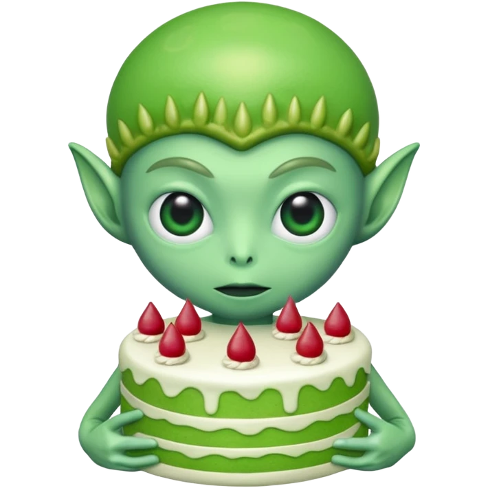 alien holding a cake emoji