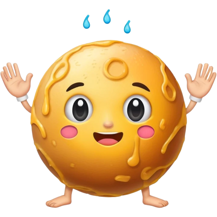 Sweating breakfast Ball with the Face and tiny Hands and Feet and Sweat Bands emoji