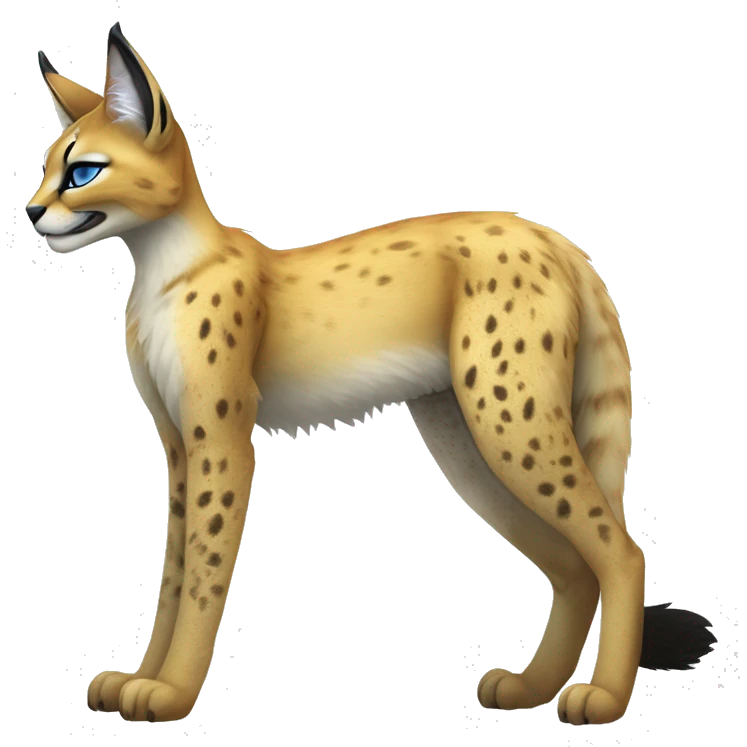 Cute Kawaii Cool Edgy Epic Ethereal Sparkly Colorful Sergal-Serval-Caracal-Vernid full body emoji