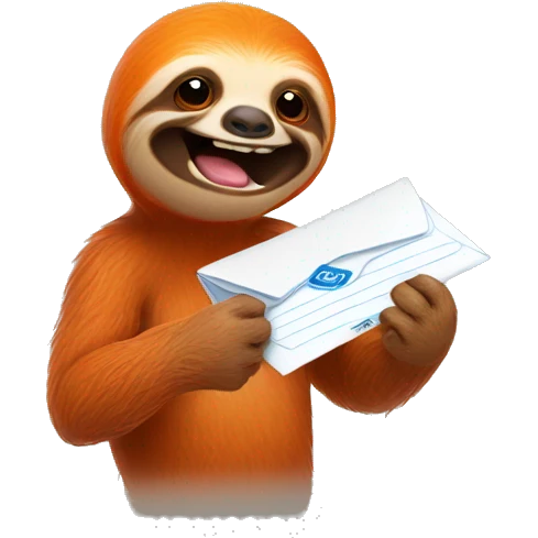 orange sloth receiving mail emoji