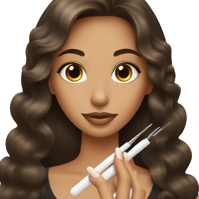Brunette Girl getting a manicure at nail salon emoji