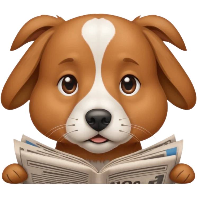 Friendly dog getting bopped on the nose by a newspaper. emoji
