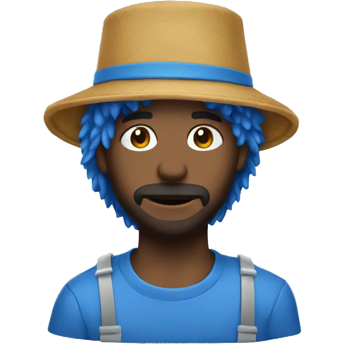 hairy bucket hat blue emoji