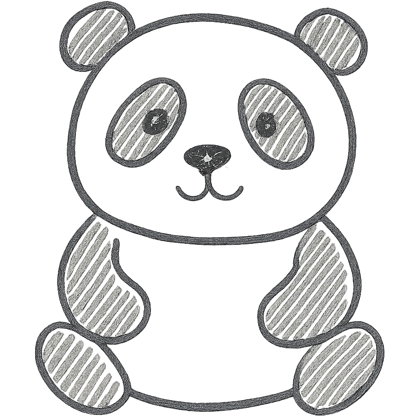 blue panda hand drawn outlined icon emoji