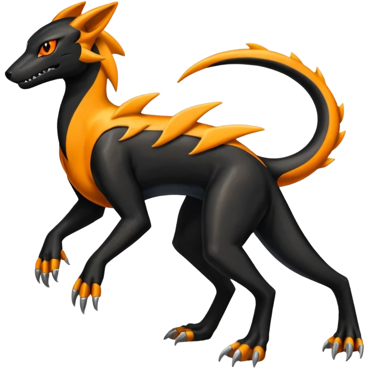 Shiny 4-legged Salandit-Electrike-Amaura-Houndoom-Zeraora-fusion, full body emoji
