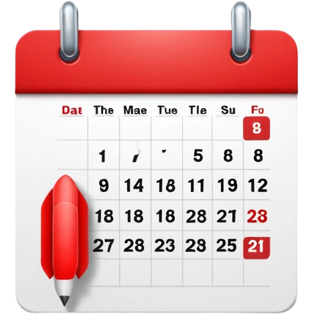 un calendrier avec une date entourée. emoji