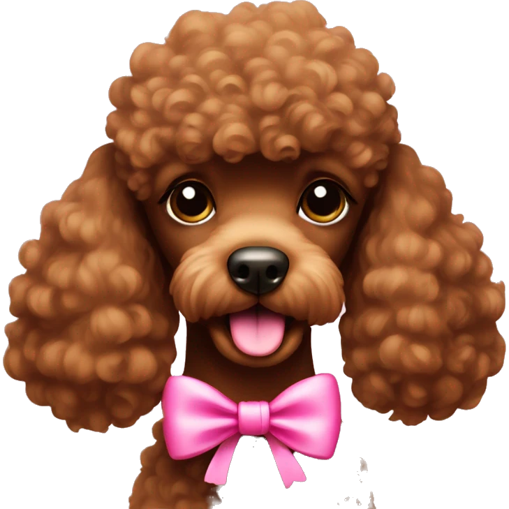 Brown poodle with a pink bow emoji