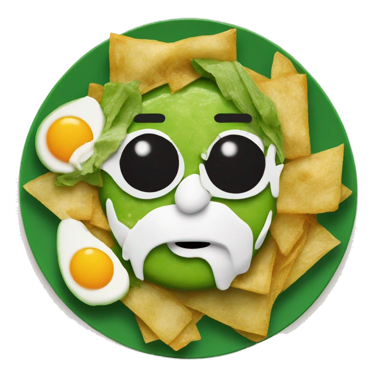 Plato de Chilaquiles verdes sin huevo y pollo  emoji