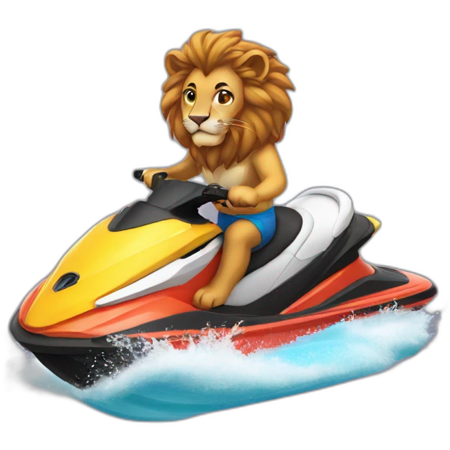 Lion sur un jet ski emoji