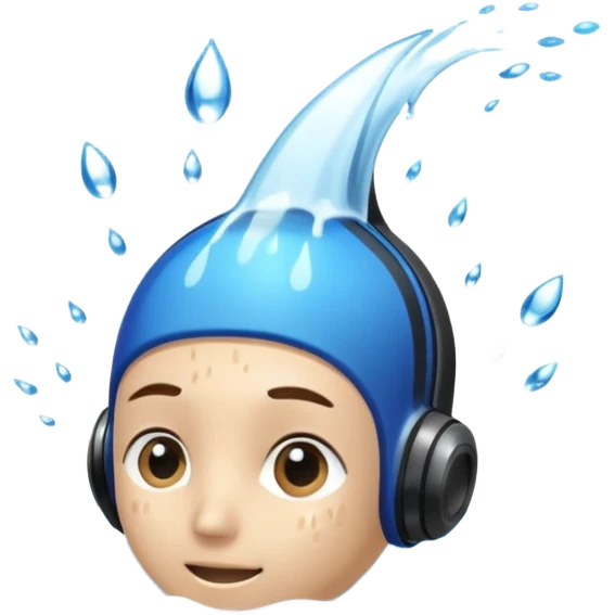 ear with sound rays and water splashing out, representing equalizing ears during freediving emoji