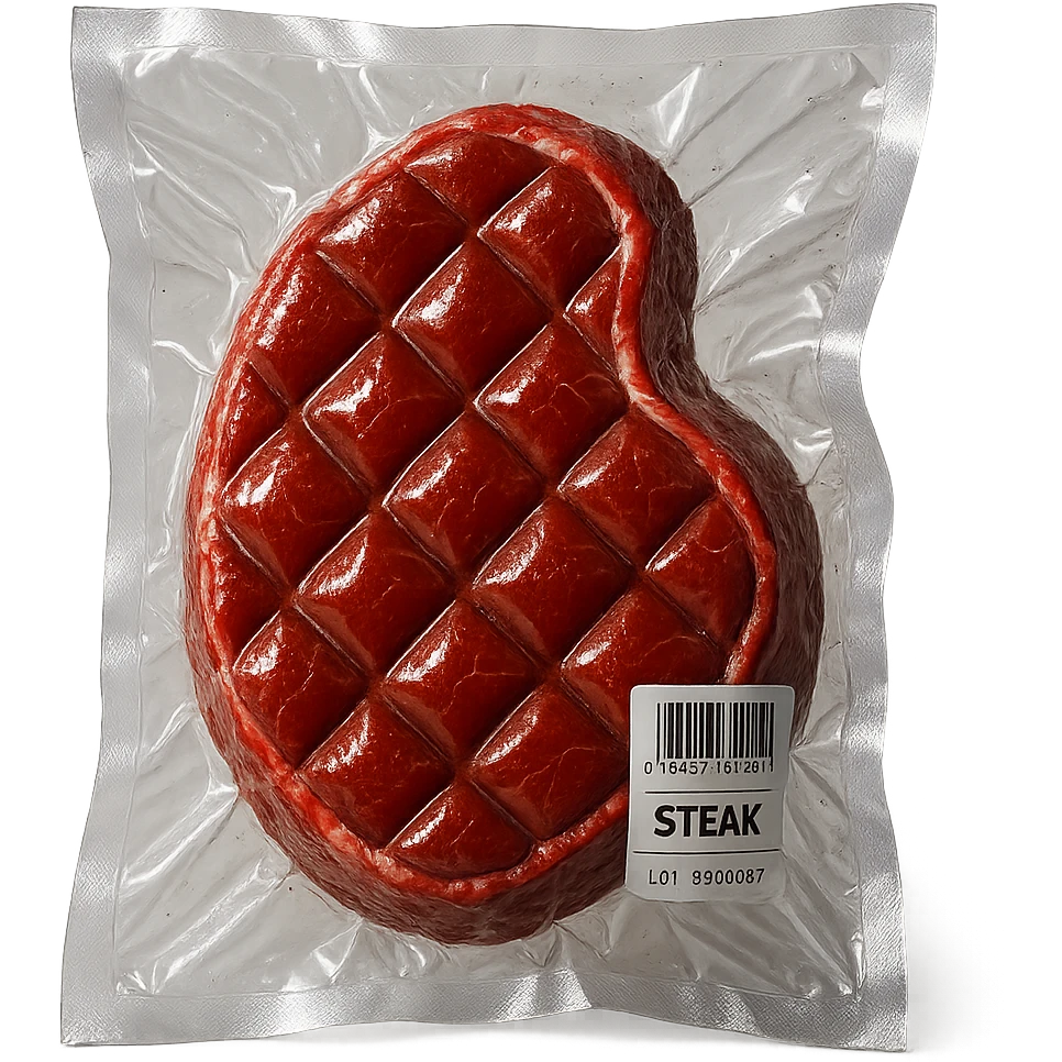 diamond-textured meat steak, shiny and inflated, no background emoji