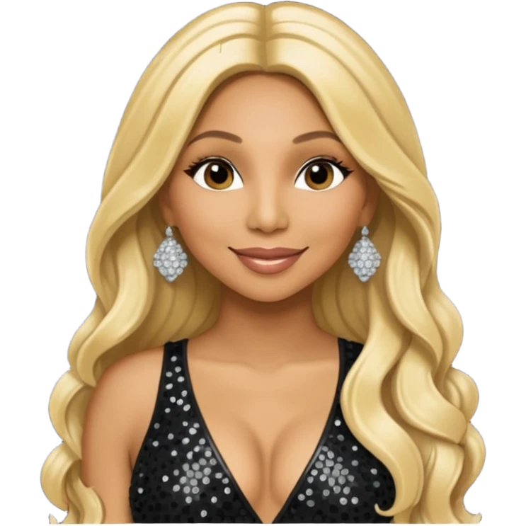 Tamar Braxton with long blonde hair, black sequin outfit emoji