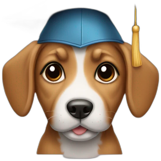 puppy with a mortarboard emoji