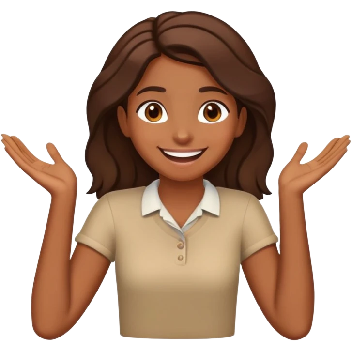 Brown skinned girl, hands crossed around next laughing emoji