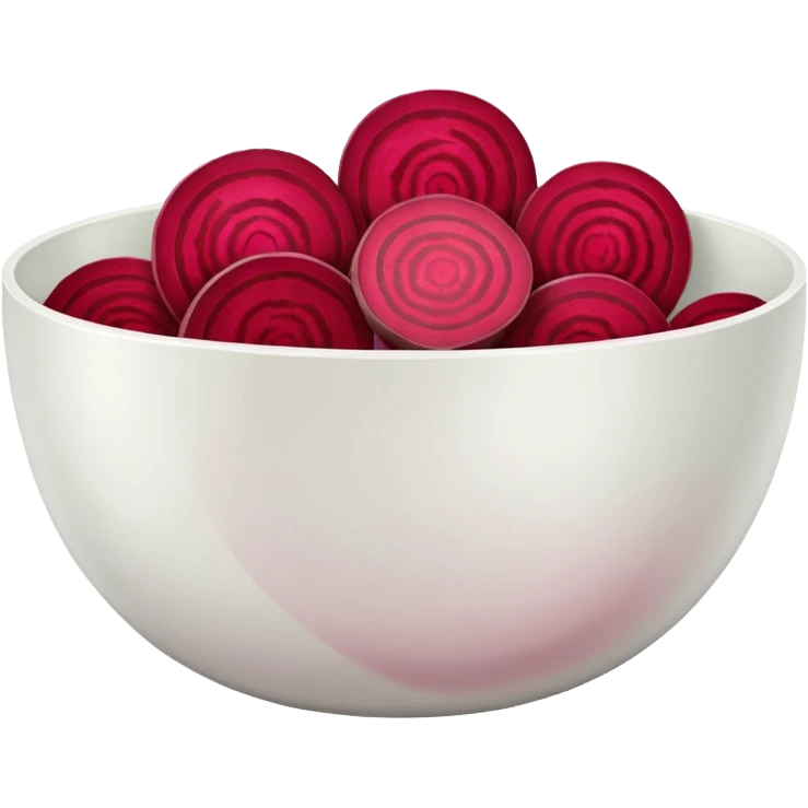 white bowl with bright red beet slices emoji