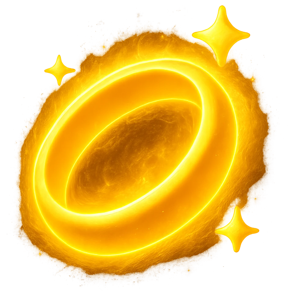 Make the magical yellow bangle glow with a bright magical aura, keeping the background transparent. Enhance the glow effect to look vivid and magical. emoji