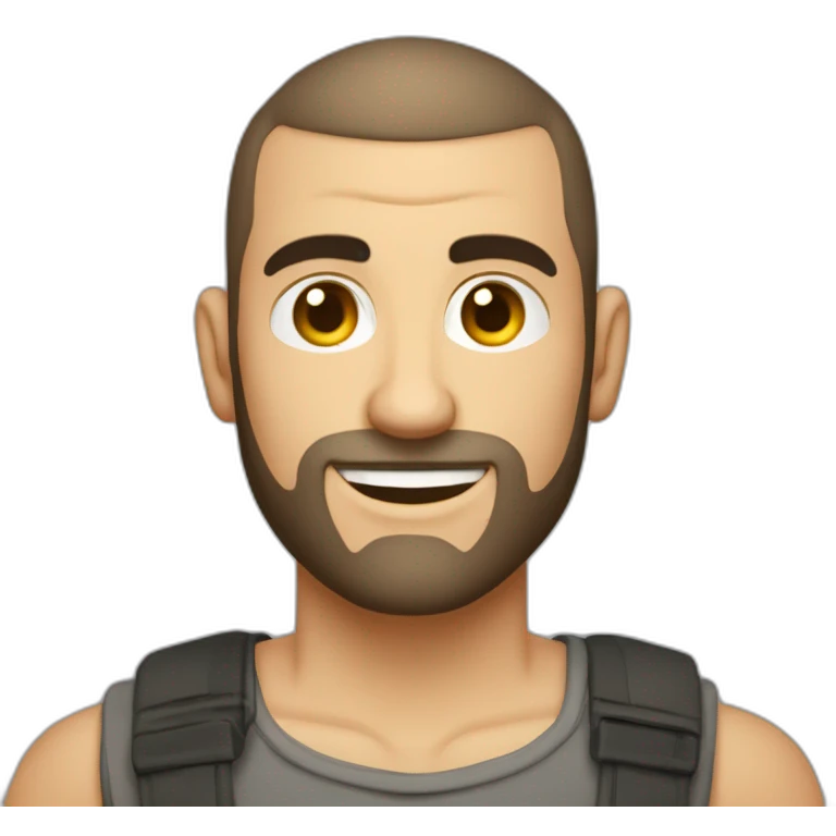 greek guy buzz cut hair computer programmer no glasses slight beard carries laptop emoji