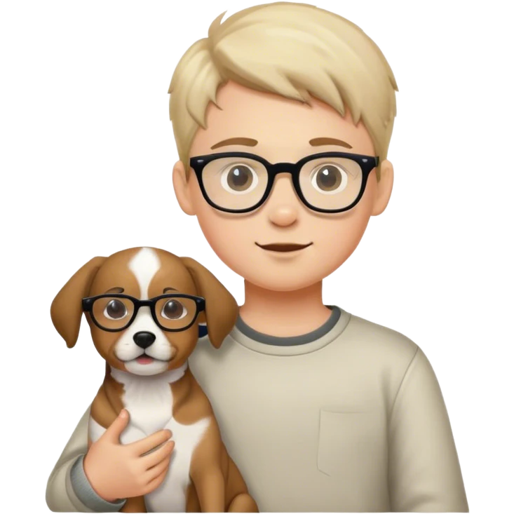 boy with dog and glasses emoji