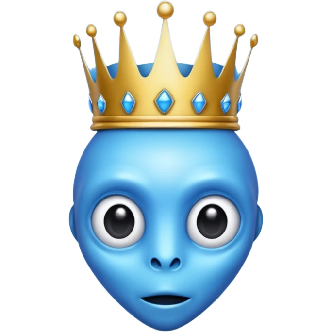 blue alien with crowN emoji