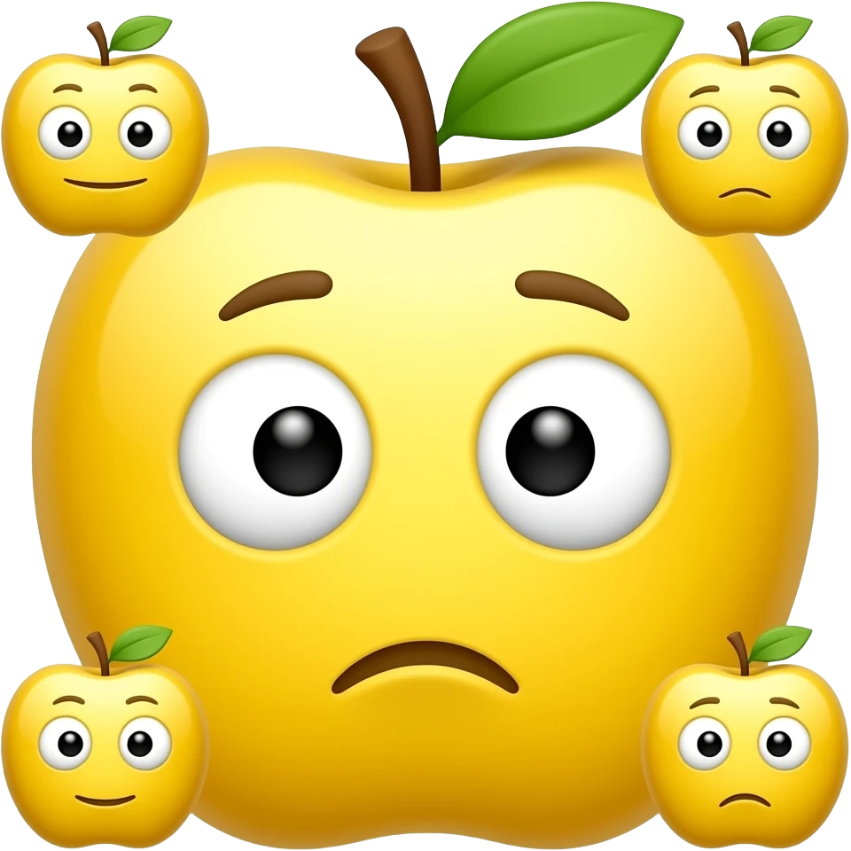 yellow emoji apple style woman looks in different directions emoji