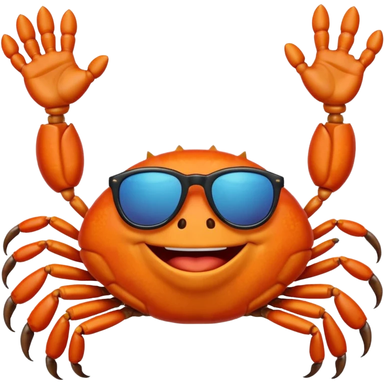 Alaska crab are moving wearing a sunglass and say hi emoji