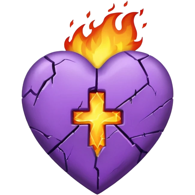 Purple heart broken with fire emoji