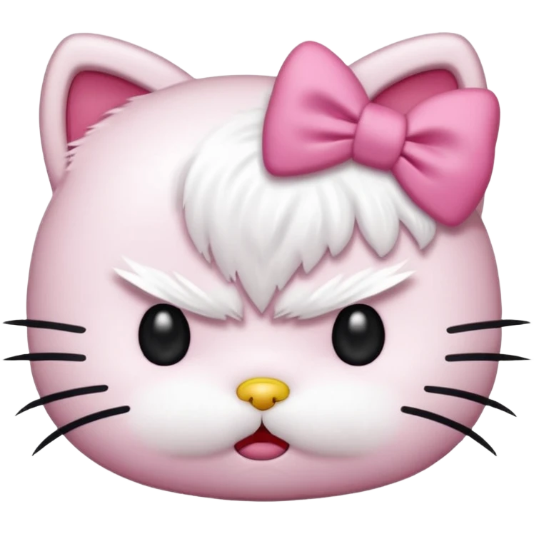 hello kitty with furrowed brows, angry expression emoji