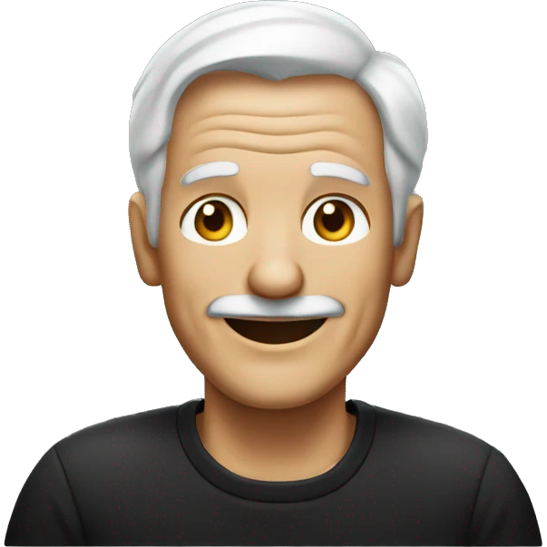 old man smiling in black shirt emoji