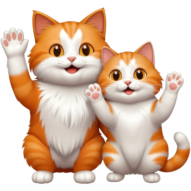 Very happy cat high-fiving another cat friend emoji