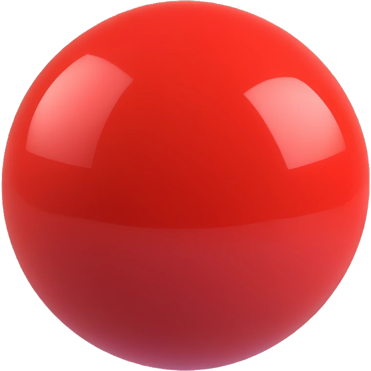 red sphere, glossy, 3D look, no text emoji