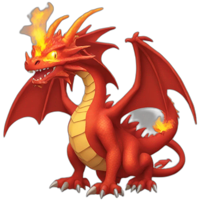 huge red Dragon Pokemon with fire four legs two arms emoji